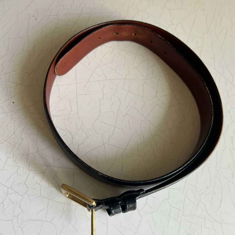 Coach vintage brass buckle all leather black belt